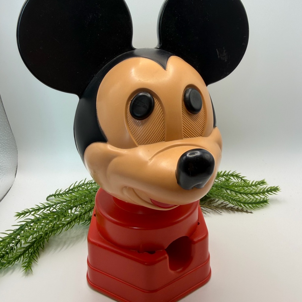 Vintage 1968 Hasbro Mickey Mouse Coin Bank - Black and Red